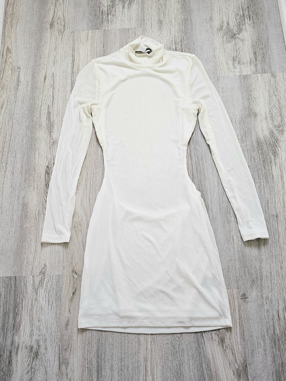 Finesse Slinky Longsleeve Openback Turtleneck Mini Dress